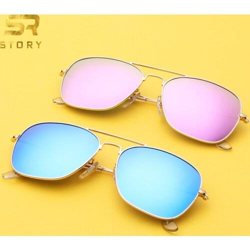 STORY Polarized Sunglasses Women Driving Square Retro Sun Glasses For Men Trendy Full Metal uv400 Purple Blue Birthday Gifts