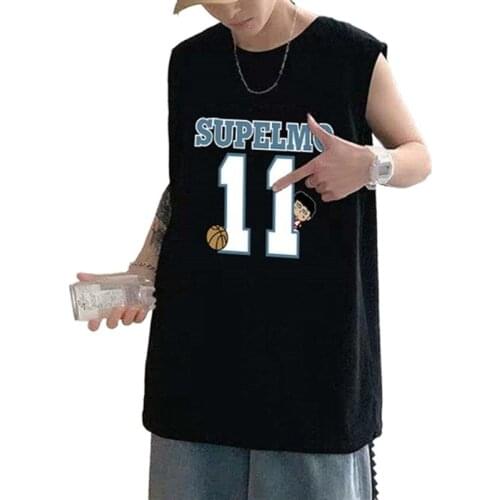 Sports vest wearing male ins Hong Kong wind summer loose tank top basketball sleeveless T shirt personality Joker trend