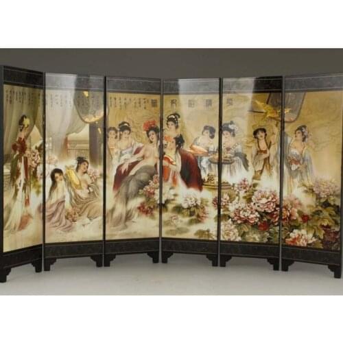 Chinese Old Lacquer Handwork Painting Belles Take a Bathe Scrolls Decoration