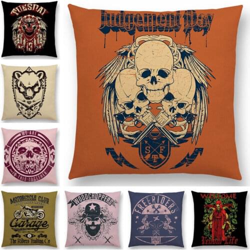 Street Art Metal Rock Death Punk Retro Totem Power Skull Head Locomotive Bear Boxing Indian Good Cushion Cover Sofa Pillow Case