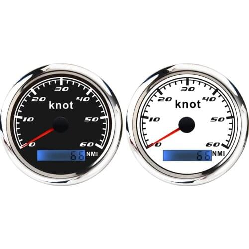 Universal Speedometer 12V/24V Odometer 85mm 60 Knot LCD Hourmeter Tachometer Backlight for Marine Car Motorcycle