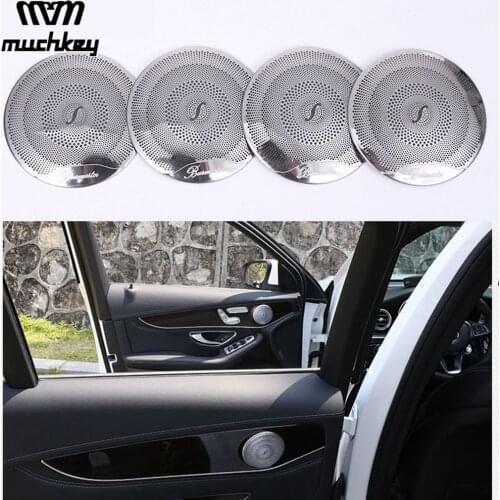 High Grade Car Audio Speaker Decor For Mercedes Benz 2015 2016 C GLC 2016 E Car Door Loudspeaker Trim Covers Car Styling 4PCS