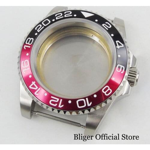 High Quality Automatic Watch Case Sapphire Glass Rotating Black Red Watch Bezel Ring Fit ETA 2836 Automatic Movement