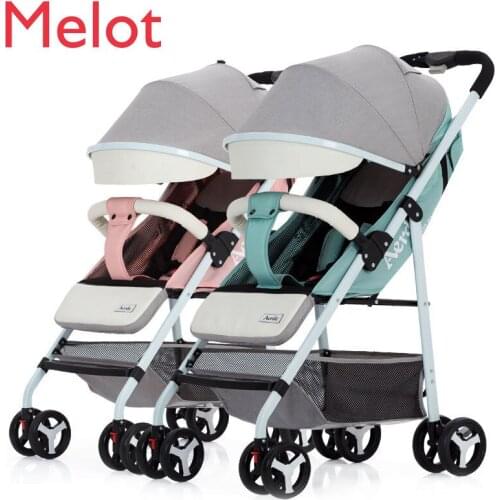 High-End Twin Stroller Lightweight Foldable Sitting and Lying Detachable Two-Child Double Trolley Sitting and Lying