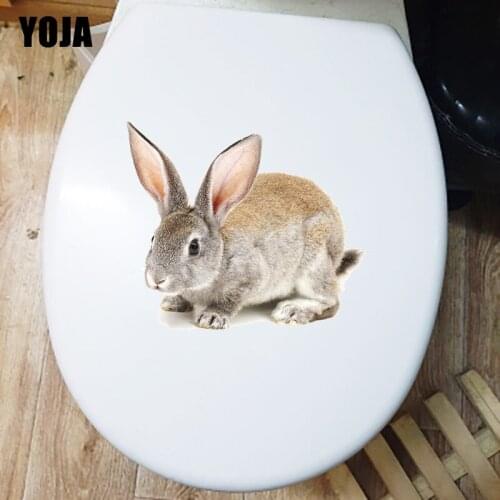 YOJA 23.7×19.1CM Cute Rabbit Creative Cartoon Toilet WC Accessories Home Living Room Wall Stickers Mural T1-3261