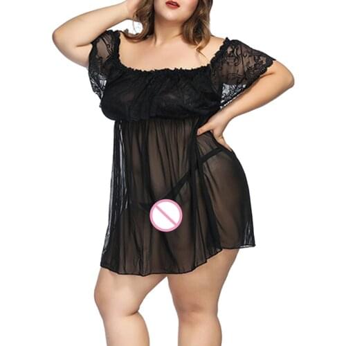 Womens Sexy Lingerie Erotic Lace Strapless Babydoll Hot Dress G-String Thong Plus Size Underwear Nightwear сексуальное бельё 00