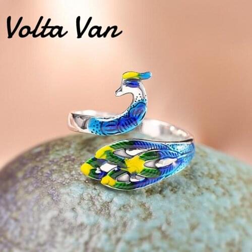 Volta Van Women Rings 925 Sterling Silver Vintage Fine Jewelry Peacock Elegant 2021 New Burning Blue Fashion Concise Rings
