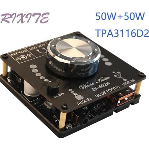 ZK-502H HIFI Bluetooth 5.0 TPA3116D2 Digital Power Audio Amplifier board 50WX2 Stereo AMP Amplificador Home Theater AUX USB