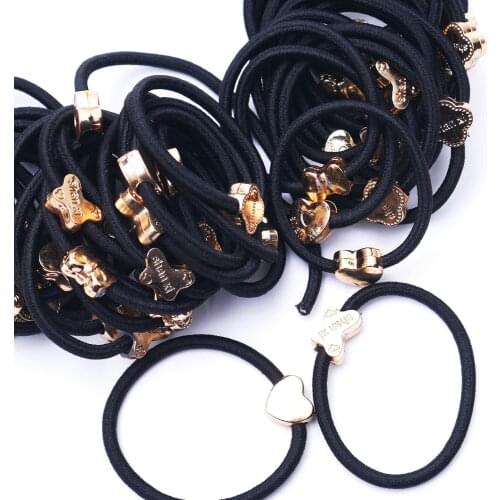 10 pcs Korean Fashion Women Hair Accessories Cute Black Elastic Hair Bands Girl Hairband Hair Rope Gum Rubber Band