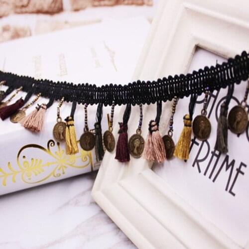 10yards (4.5cm) Embroidery Jacquard Lace Ribbon Handmade Tassel Minority Ribbon Clothing Accessories Curtains Decoration