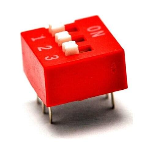 100pcs/lot 3 Position DIP Switch 3P 2 Row 6 Pin 2.54mm Pitch Slide DIP Switch Red Color