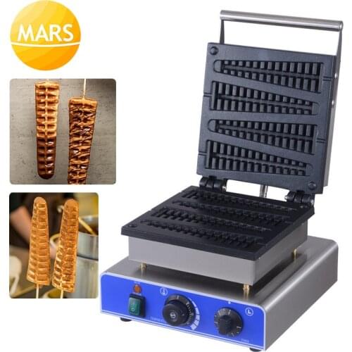 CE Approved 4pcs Lolly Waffle Maker Commercial Waffle on a Stick Machine Chrismas Tree Shape Wafle Iron Baker Kitchen Appliance