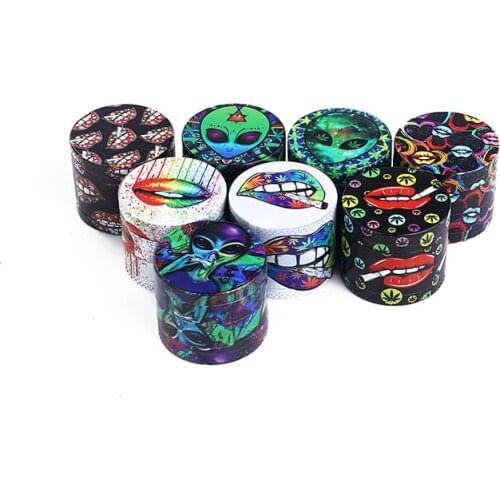 40MM-4 layer grinder UV color printing zinc alloy cigarette crusher various patterns smoking accessories for weed