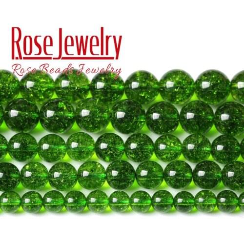 Natural Green Peridot Crystal Quartz Beads Round Loose Stone Beads For Jewelry Making DIY Bracelet Accessories 15" 4 6 8 10 12mm