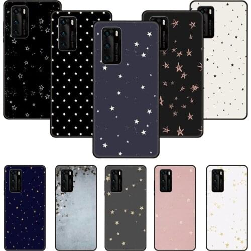 Phone Case For Huawei P20 P30 P40 P Smart Z + P10 Mate 30 10 20 Lite Pro Black Cover Back Soft Shell Fashion Cute Star Pattern