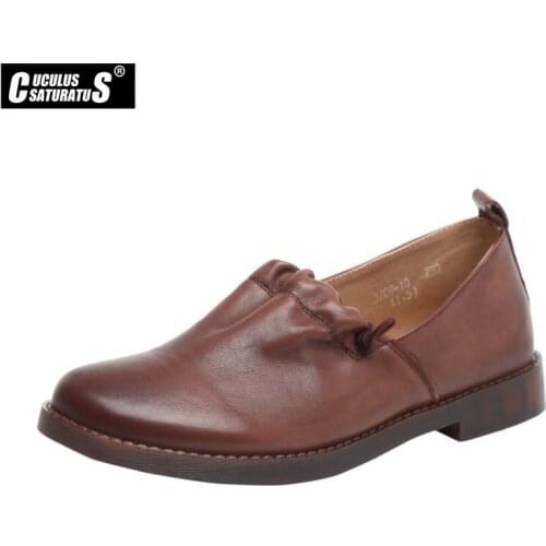 Cuculus New Arrival 2020 Women Autumn Spring Genuine Leather Thick Heels Shoes Handmade Vintage Flower Shoes Cowhide Woman Pumps