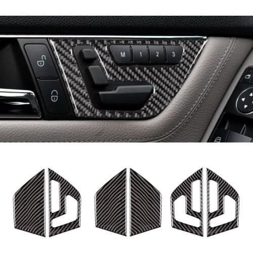 For Mercedes Benz C Class W204 2007 2008 2009 2010 2011 2012 2013 Car Carbon Fiber Side Seat Adjust Switch Button Cover Trim