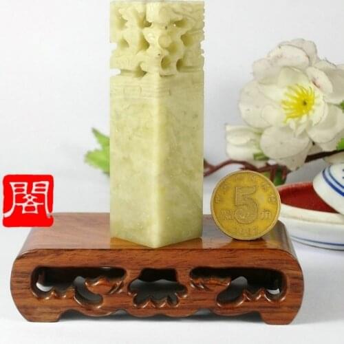 Qingtian Jade stone seal dragon phoenix Pattern stone engraving seal handmade inscription engraving Characters seal