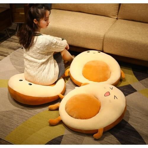 Creative Cute Expression Toast Bread Indoor Floor Plush Toys Stuffed Bread Large Futon Seat Cushion Cartoon Egg Yolk Jun Pillow