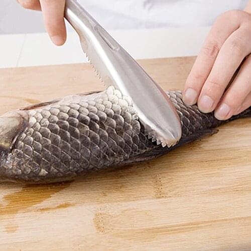 Stainless Steel Kitchen Seafood Tools Fish Skin Brush Cleaning Peeler Scraper Cooking Accessories