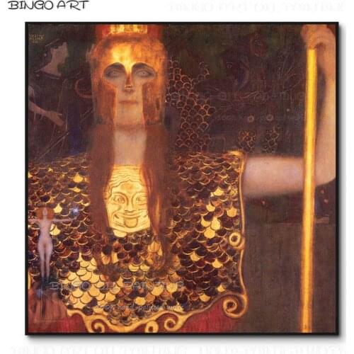 The Best Artist Hand-painted Top Quality Minerva or Pallas Athena Oil Painting on Canvas Reproduction Gustav Klimt Oil Painting