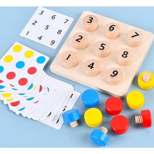 Preschool Baby Math Toy Digital Color Matching Cognition Screw Hand Training Game Puzzle Teaching Aids Early Education Kids Gift