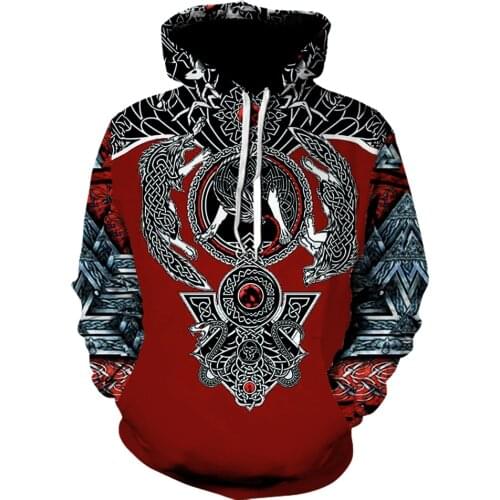 Fashion Trends Viking Armor Tattoo Mens Hoodie 3D-Printed Mens And Womens Sports Casual Hoodie Sweatshirt Casual Jacket Fall