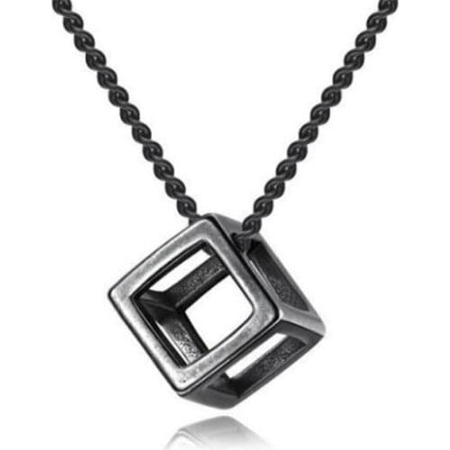 Fashion Hollow Cube Necklace For Women Titanium Steel Chain Pendant Statement Necklace Mens Jewellery Gift Dropshipping