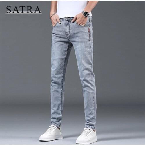 SATRA 2021 Spring New Arrival High Quality Classic Elastic Slim Jeans Men,Mens Fashion Trend Pencil Jeans ,Casual Jeans Men