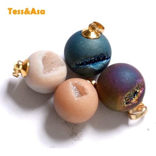 Natural Agates Crystal Pendant Druzy Geode Pendant for Necklace Making Geode Rainbow Drusy Beads Agates Druzy for Women Jewelry