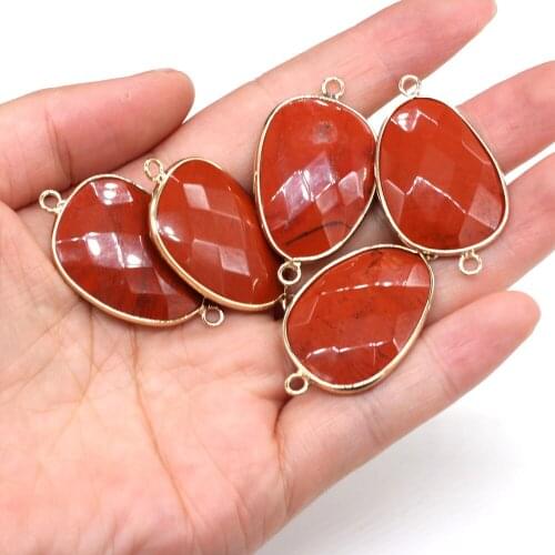 Natural stone drop-shaped Pendants Rainbow-Stone double hole connector for Jewelry Making DIY necklace Bracelets accessories