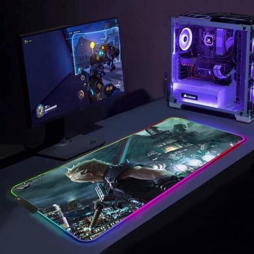Non-Slip LED Light Large Soft Mouse Pad Final Fantasy Gaming RGB Glowing Keyboard Laptop Mat Cool Mouse Pad For Keyboard pad