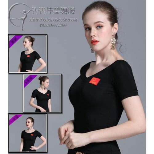 New Modele Dancing Shirt Short - Sleeved T- Shirt Adult Latin Dance Performance Suit Girls Dance Practice Shirt B-6291