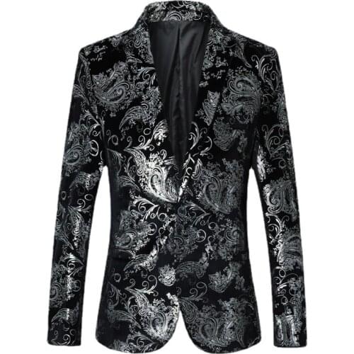 New Brand clothing Gold Susiness Blazer Trend Male Slim Suit Jacket Nightclub Hosted Party Dress Mens Leisure suit Size S-5XL