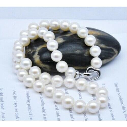 Single genuine 9-10mm wthie Freshwater cultured natural Pearl necklace 18" 36"