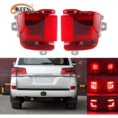 OKEEN 2x Car LED Rear Bumper Reflector Light for Toyota Land Cruiser 2016 2017 2018 2019 2020 Tail Light Drive Brake Turn Lamp