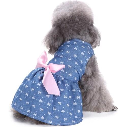 Pet Princess Dress for Summer and Spring Cute Pet Dog Clothes with Bowknot Comfortable Polyester Puppy Clothes Skirt Small Dogs