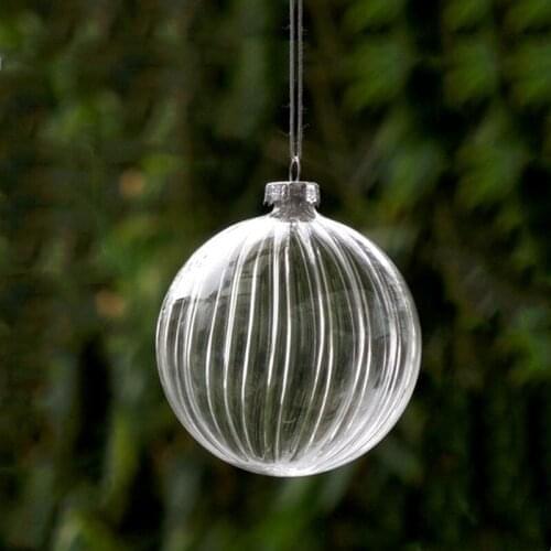 30pcs/pack Diameter=6cm Mini Size Globe Shaped Striped Glass Pendant Christmas Tree Hanging Decorative Handmade Friend Gift
