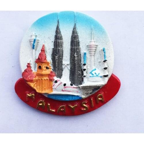 QIQIPP Malaysia Kuala Lumpur Twin Towers Semi-Stereoscopic Tourist Souvenirs Magnetic Fridge Sticker Creative Accompanying Gift