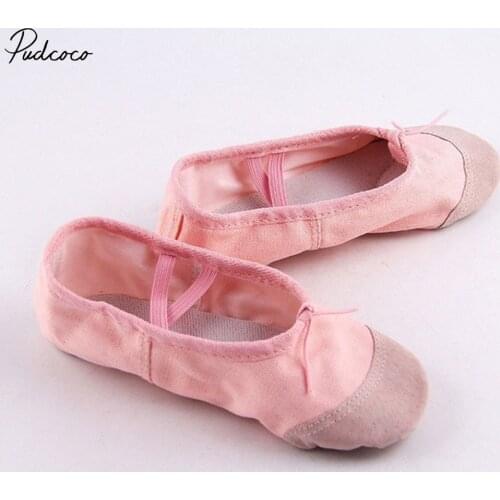 Pink Leather Ballet Dance Slippers Gym Shoes Childs Boys Girls Sizes Full Sole