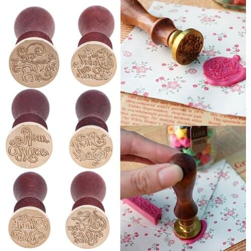 Wedding Invitation Wax Seal Stamps Alphabet Letter Retro Wood Stamp Kit Replacement Copper Head Hobby Tool Set Postal Decoration