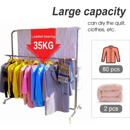 Heavy Duty Double Rail Adjustable Telescopic Rolling Clothes Garment Drying Rack Clothing Hanger Rack DQ0033B