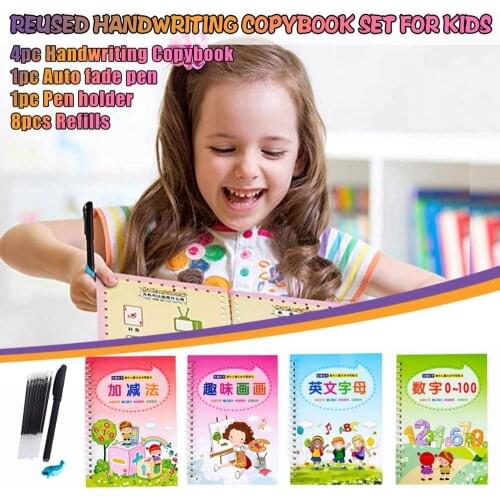 4 Books Magic Copybook Learn English Painting Practice Digital Book Professional Notebook Calligraphy Hand-Painted Copybook