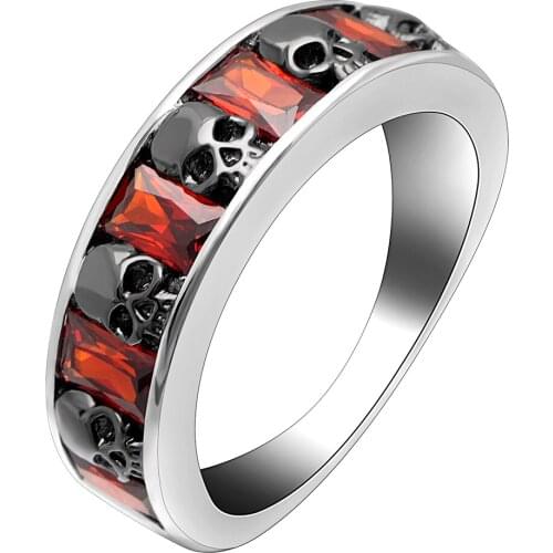 UFOORO wedding rings for women Unique design Red zircon black skull ring simple fashion best girlfriends gift dropshipping