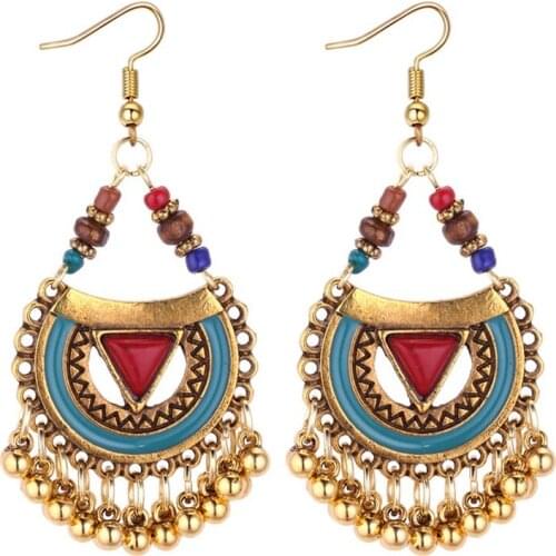 Vintage Ethnic Tibetan Wedding Earring Bohemian Retro Metal Beads Tassel Drop Earrings For Women Long Dangle Earrings Jewelry