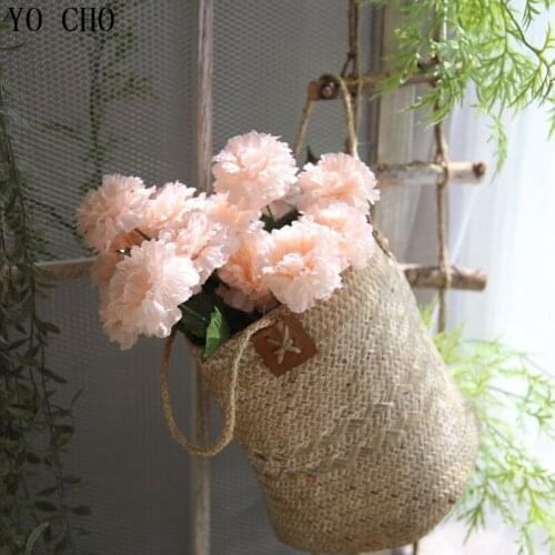 YO CHO 7 Heads Real Touch Tea Rose Chrysanthemum Artificial Flower Bouquet Colorful Silk Flowers Wedding Office Home Decoration