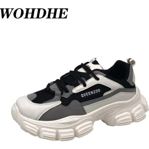 WOHDHE 2021 New Women Shoes Black Beige Trend Sneakers Ulzzang Platform Sneakers Female Trainers Comfortable Casual Shoes Women