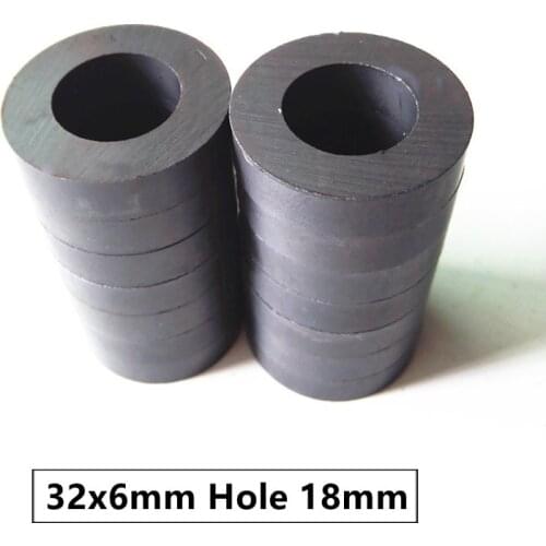 10pcs/lot Y30 Ring Ferrite Magnet 32*6 mm Hole 18mm Permanent magnet 32mm x 6mm Black Round Speaker 32X6 mm 32-18*6