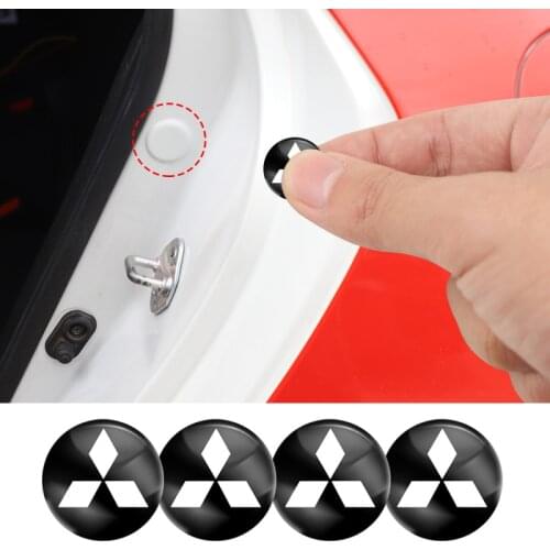 4Pcs PVC Car Logo Stickers Door Shock Soundproof Patch Accessories For Mitsubishi Lancer L200 ASX Mirage Ralliart Pajero Sport