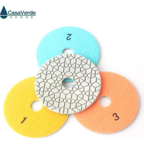 DC-WE3PP02 4 inch Engineered stone 3 step diamond polishing pads for wet polishing granite and engineered stone